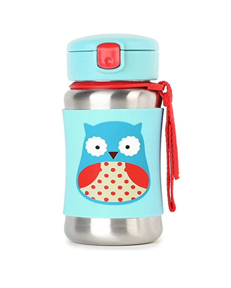 Skip Hop Gourde avec paille en acier inoxydable 350ml - Hibou