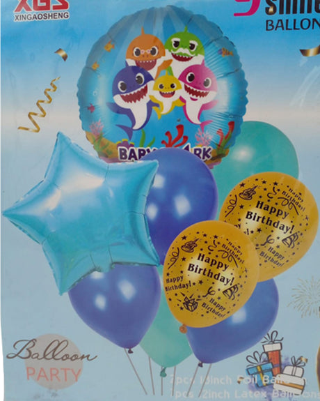 Pack Baby Shark 9 Smile Ballons Pour L'Anniversaire