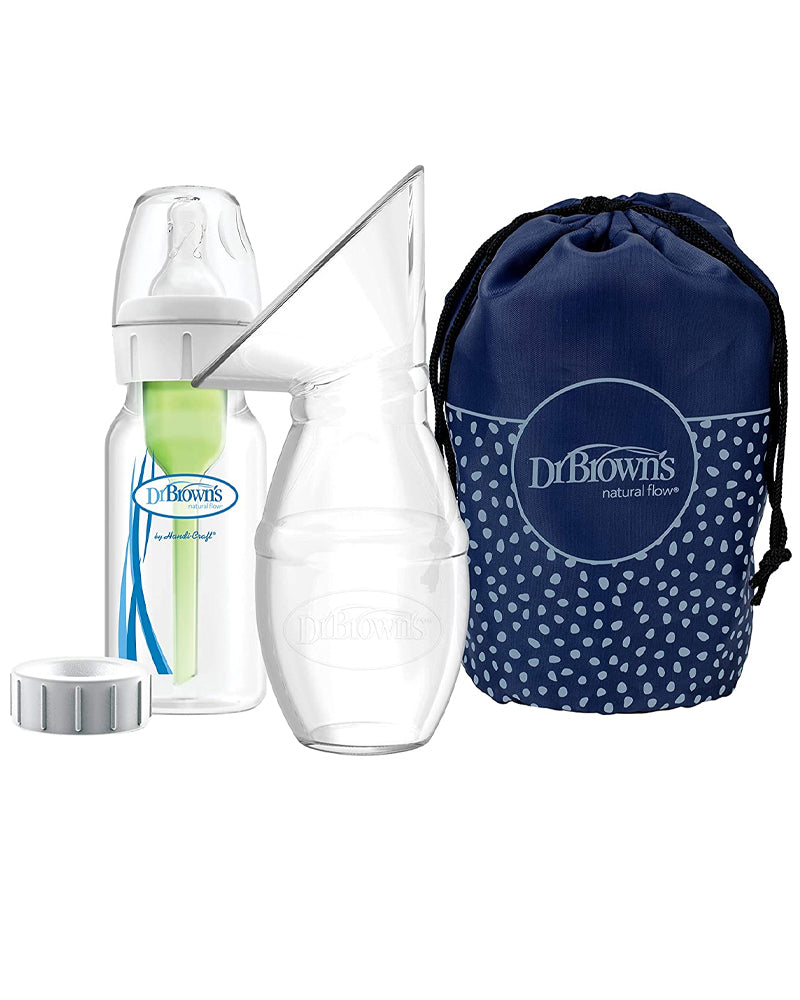 Dr. Brown's Tire lait en silicone + Biberon 120ml Cole étroit