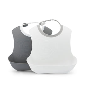 Lot de 2 Bavoirs Twistshake 4M+ - Gris & Blanc