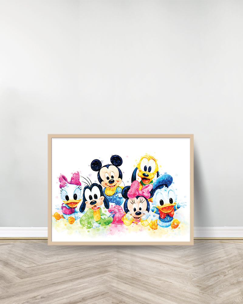 Un Tableau décoratif - Bébé Mickey Mouse & Amis - Bois