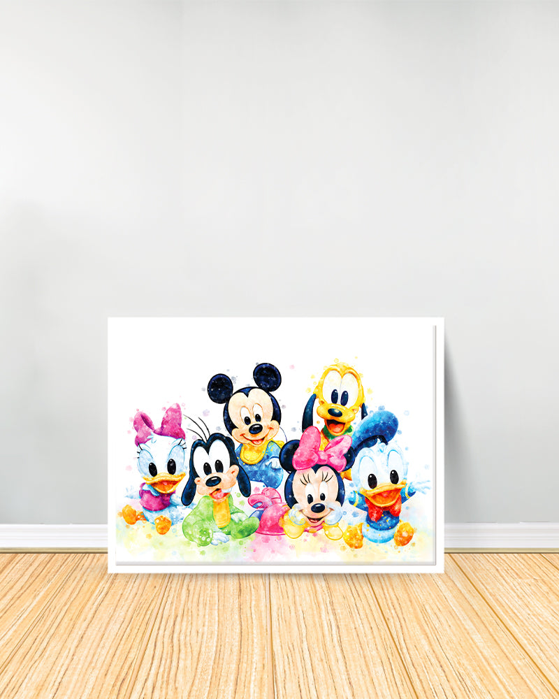 Un Tableau décoratif - Bébé Mickey Mouse & Amis - Blanc