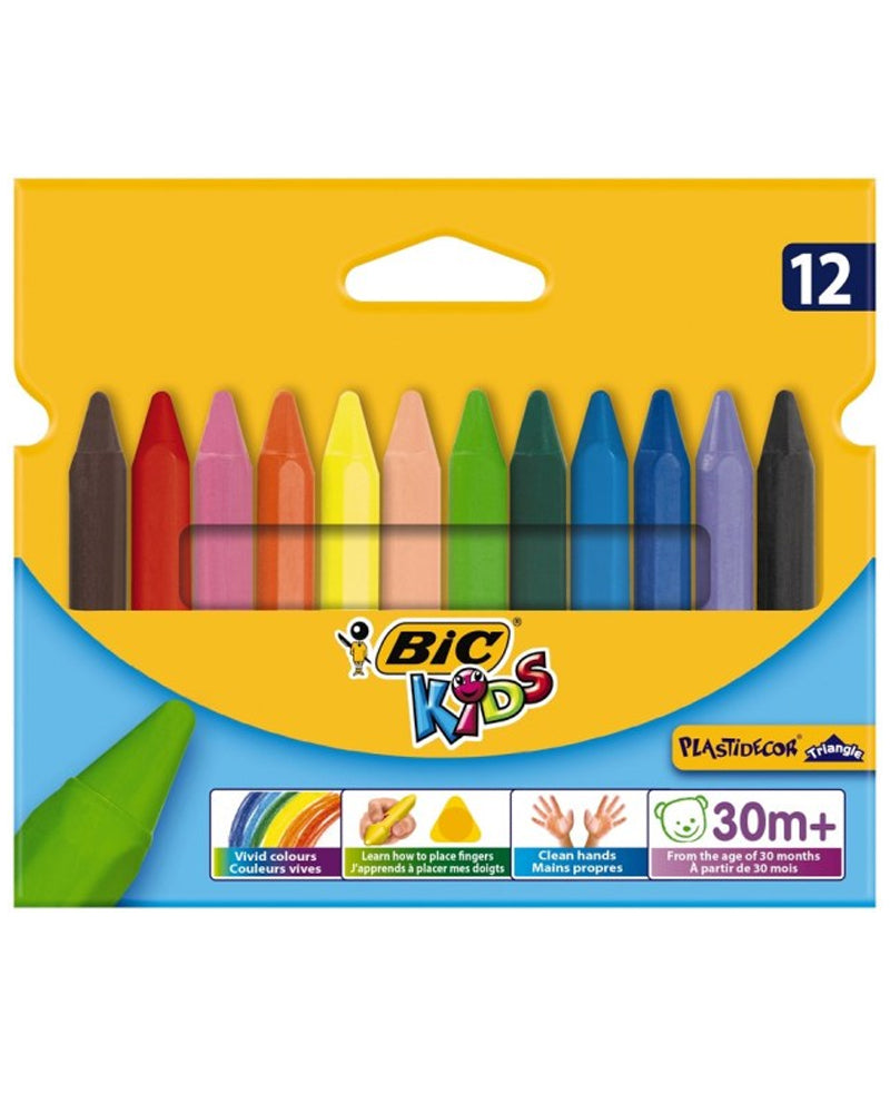 Boîte de 12 Crayons Triangulaires Plastidecor Bic