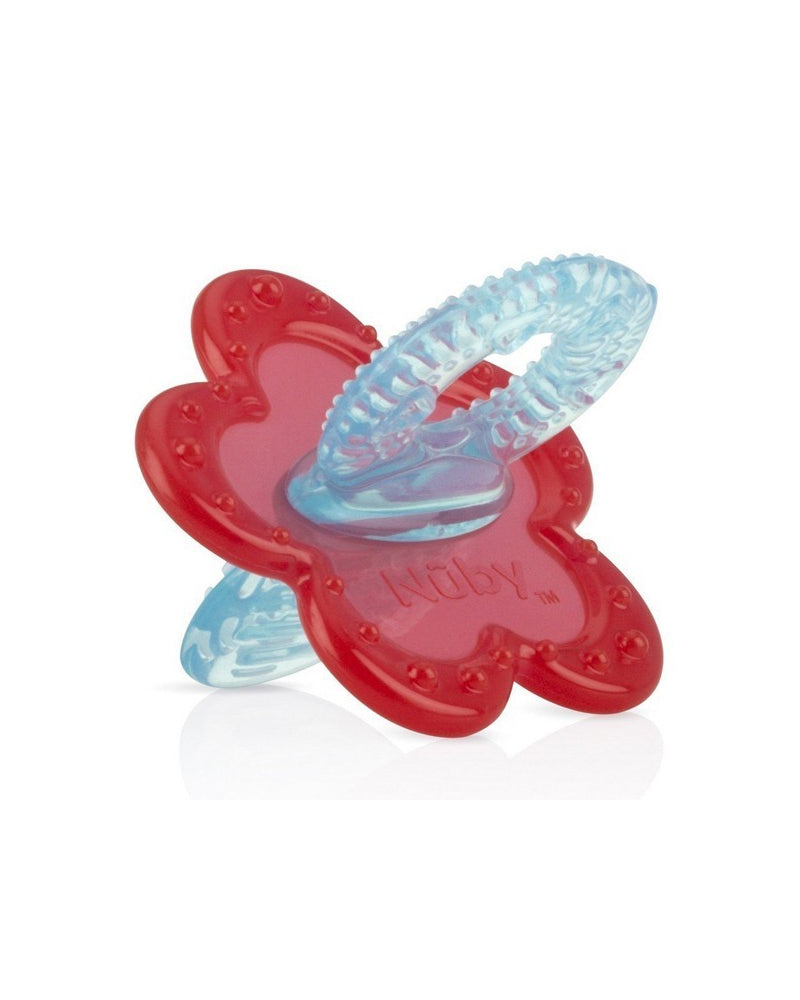 Nûby 100% Silicone Pacifier Shaped Teething Ring 0m+ - Red