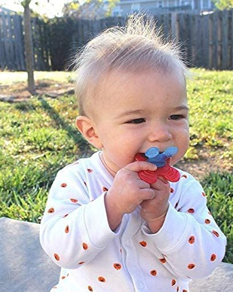 Nûby 100% Silicone Pacifier Shaped Teething Ring 0m+ - Red