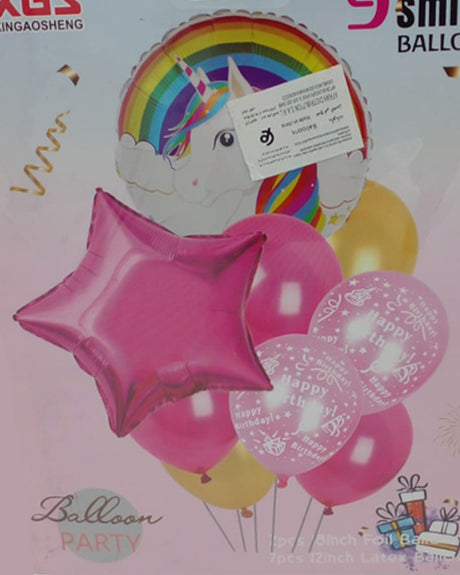 Pack Licorne 9 Smile Ballons Pour L'Anniversaire