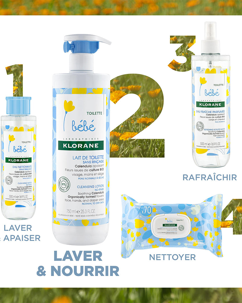 Klorane Bébé Lait de toilette sans rinçage au Calendula apaisant - 500ml