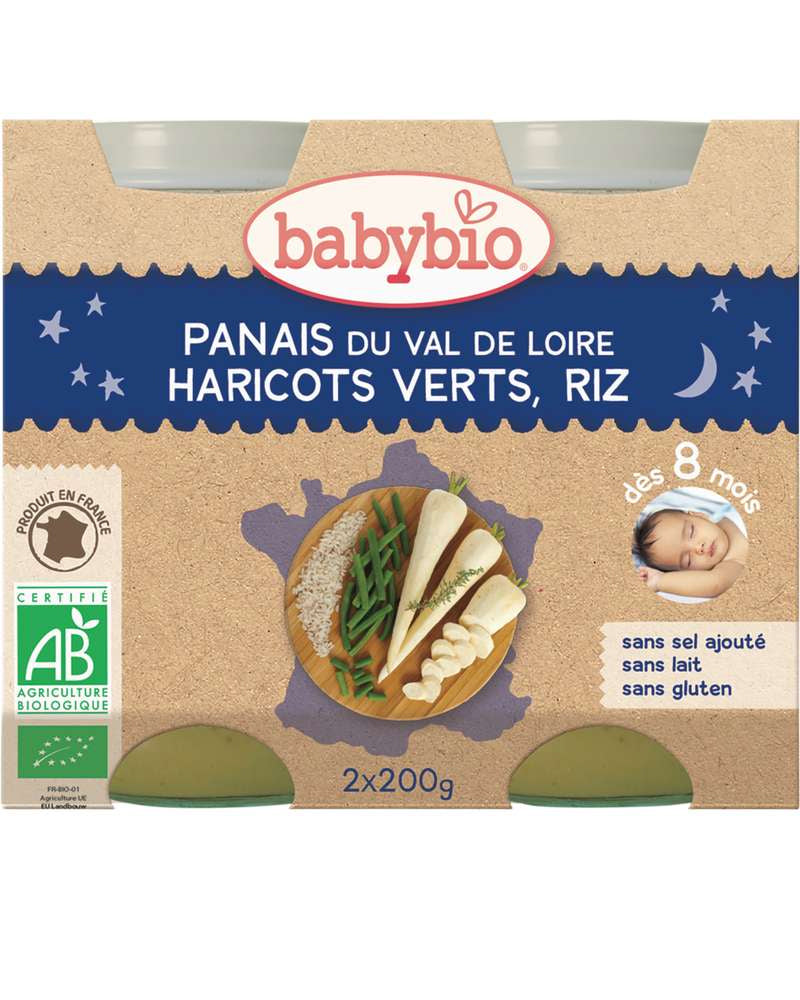 Babybio Pot bonne nuit panais, haricots verts, riz 2x200g