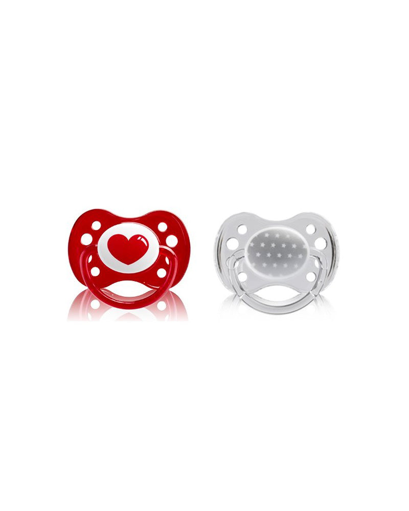 Set of 2 Dodie Physiological Silicone Pacifiers +6m - Heart/Stars
