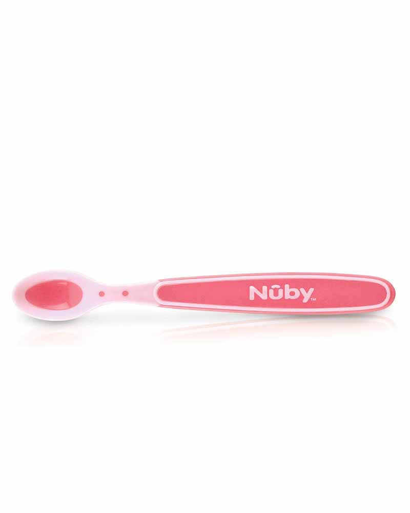 Set of 3 Nûby Heat Sensitive Spoons with Soft Edge +3m - Pink