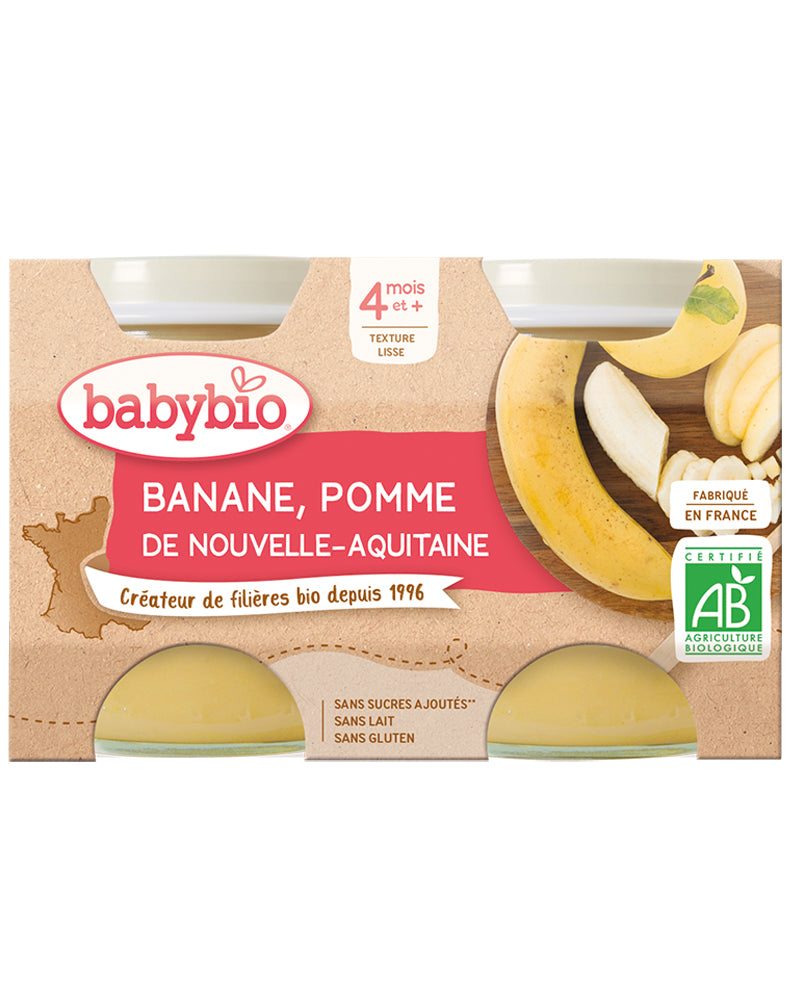 Babybio Petit Pot Banane Pomme de Nouvelle-Aquitaine 2x 130g