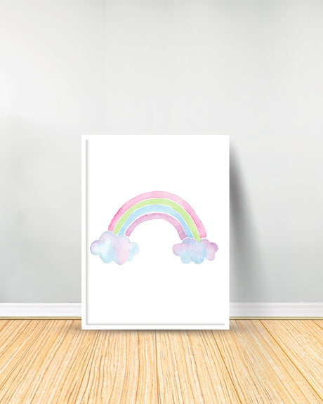 Ensemble de 3 Tableaux décoratifs - Arc-en-ciel | Licorne | Nuage - Blanc
