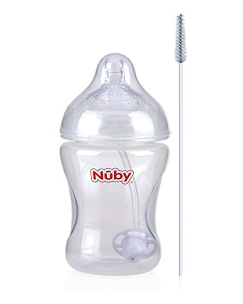 Biberon Nûby Anti-reflux et Anti-colique avec paille 360° - 0m+ 240ml