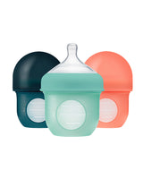 Boon NURSH SET OF 3 Multi-Colored Silicone Baby Bottles - 118ml