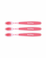 Lot de 3 cuillères Nûby thermosensibles à bord doux +3m - Rose