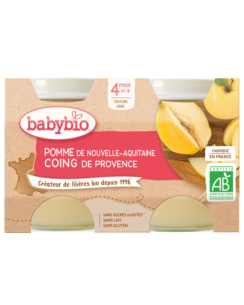 Babybio Petit Pot Pomme de Nouvelle-Aquitaine & Coing de Provence 2x 130g