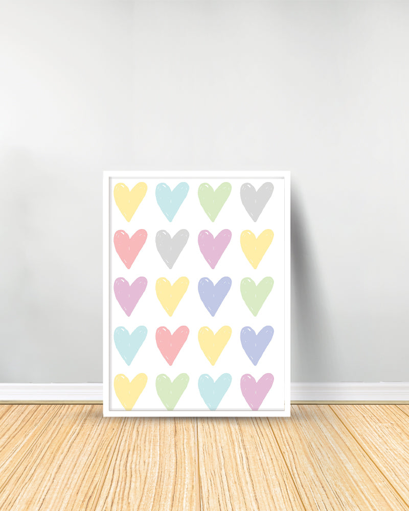 Ensemble de 3 Tableaux décoratifs - Be Happy | Coeurs | You Are So Loved - Blanc