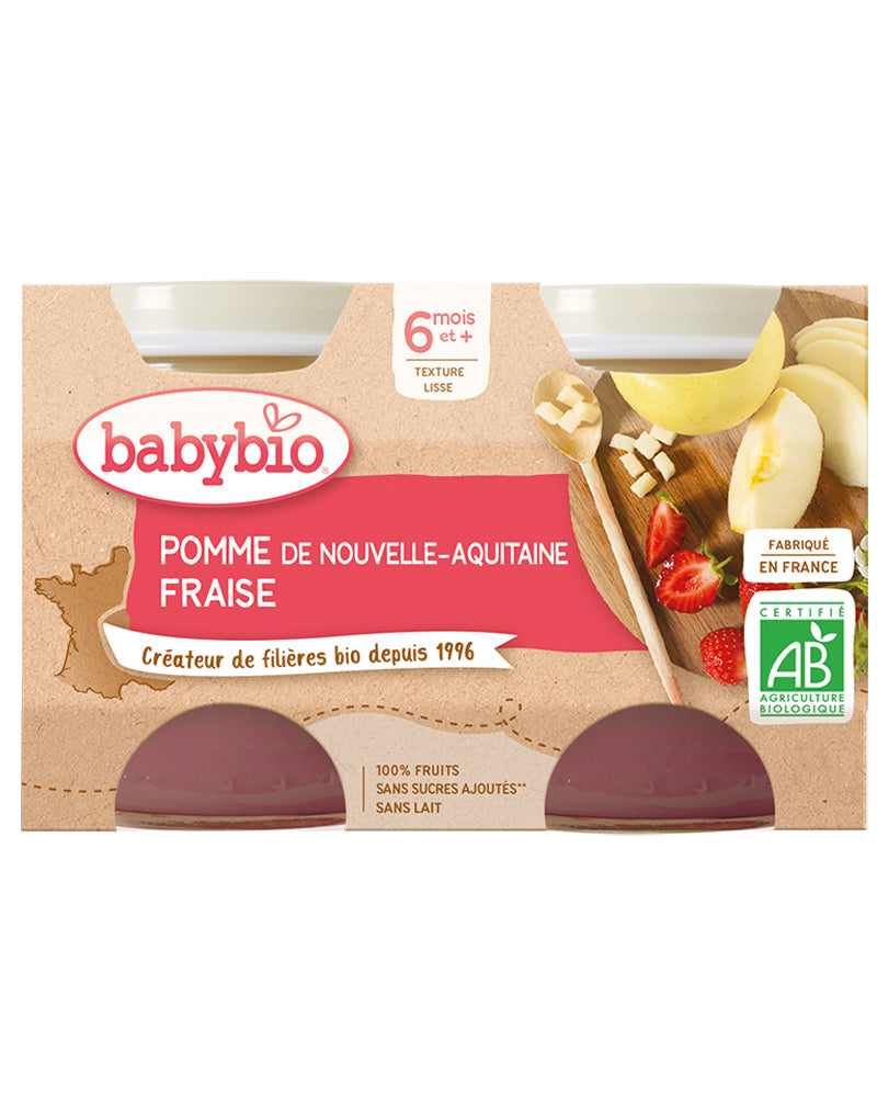 Babybio Petit Pot Pomme de Nouvelle-Aquitaine & Fraise 2x130g