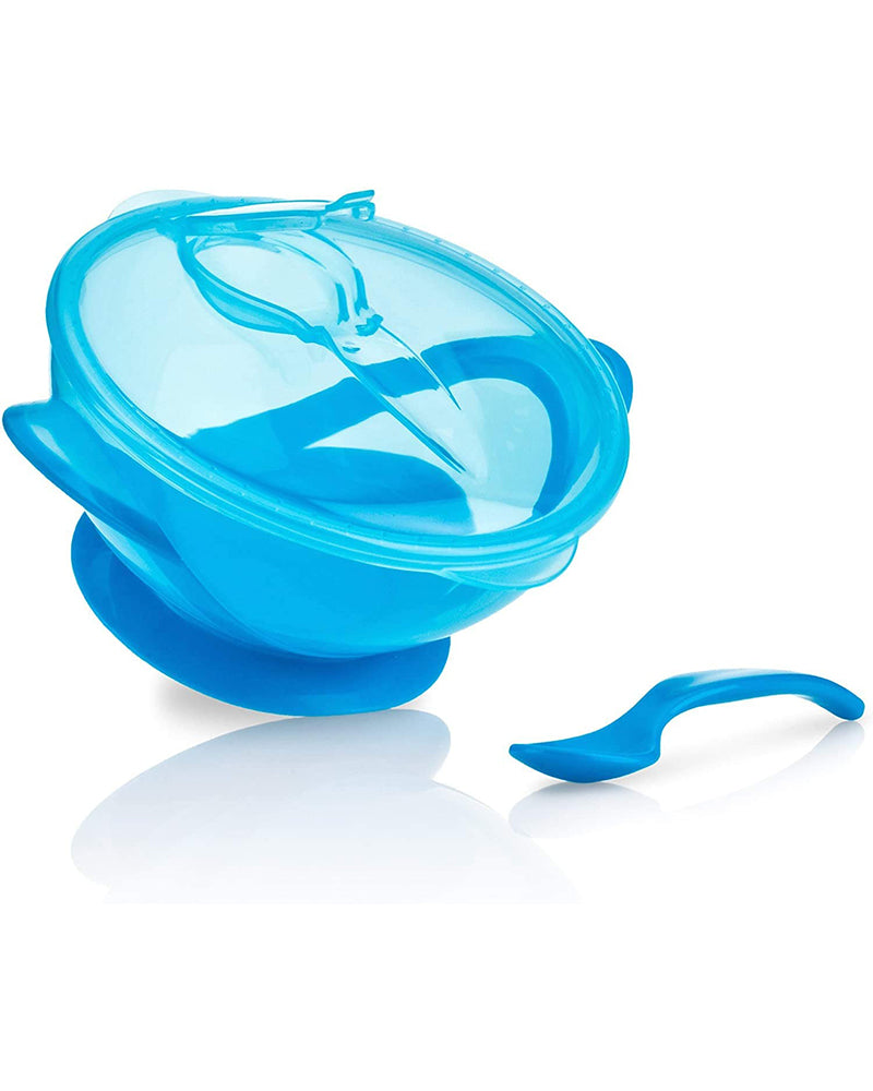 Nûby Bowl Suction Cup Spoon and Lid 6m+ 400ml - Blue