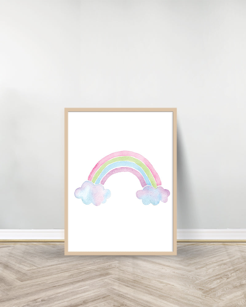 Set of 3 decorative paintings - Rainbow | Unicorn | Cloud - Wood
