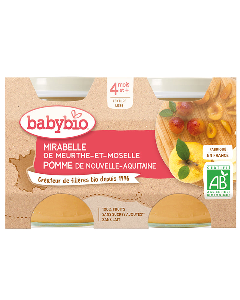 Babybio Petit Pot Mirabelles & Pomme de Nouvelle-Aquitaine 2x130g