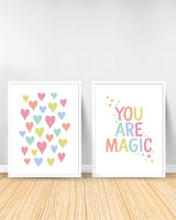 Ensemble de 2 Tableaux décoratifs - Cœurs | You Are Magic - Blanc