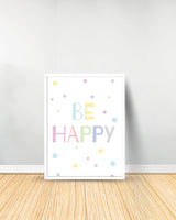 Set of 3 decorative paintings - Be Happy | Hearts | You Are So Loved - White