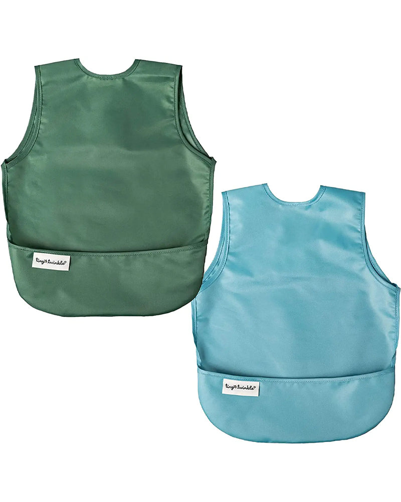 Tiny Twinkle Pack of 2 Mess-Proof Bibs - Blue & Green