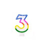 Bougie sous forme de chiffres 3 - Multicolore