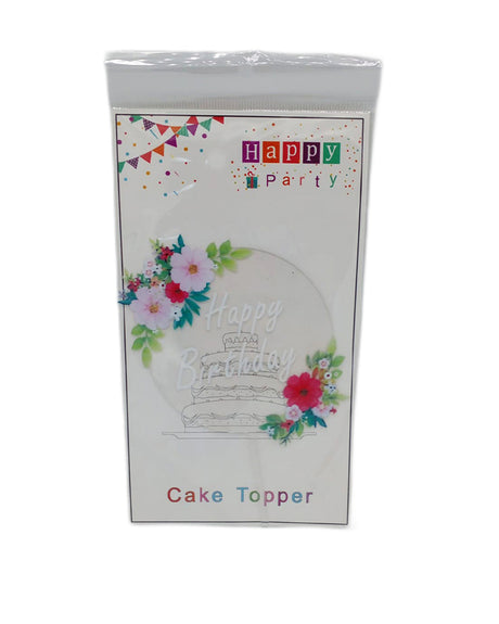 Cake Topper Happy Birthday - Blanc