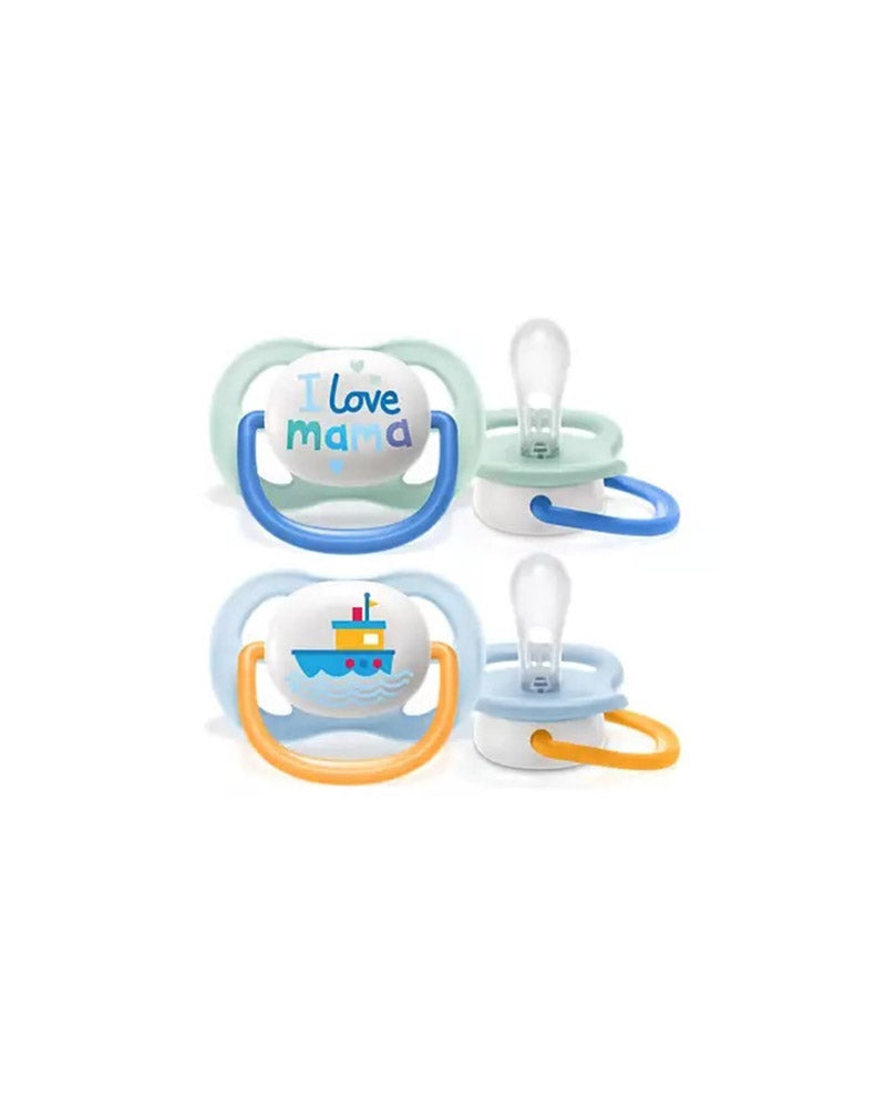 Avent Lot de 2 Sucettes Ultra Air Collection Happy 0-6m Garçon