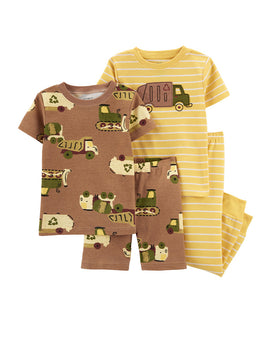 Pyjama 4 pièces en Coton Carter's - Jaune Camion