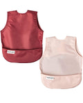 Tiny Twinkle Pack of 2 Mess-Proof Bibs - Pink & Burgundy