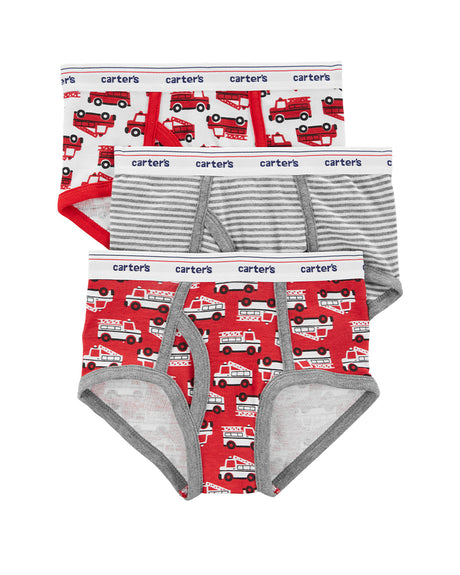 Lot de 3 slips en coton -  Rouge & Gris