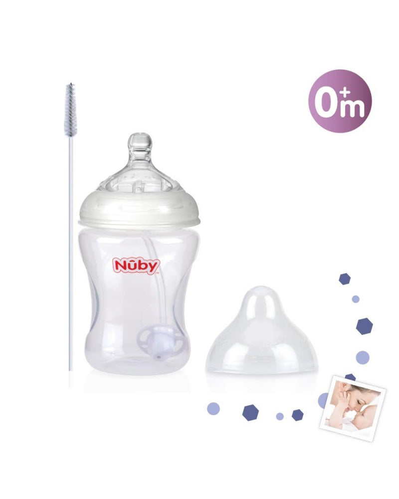 Nûby Anti-Reflux and Anti-Colic Bottle with 360° Straw - 0m+ 240ml