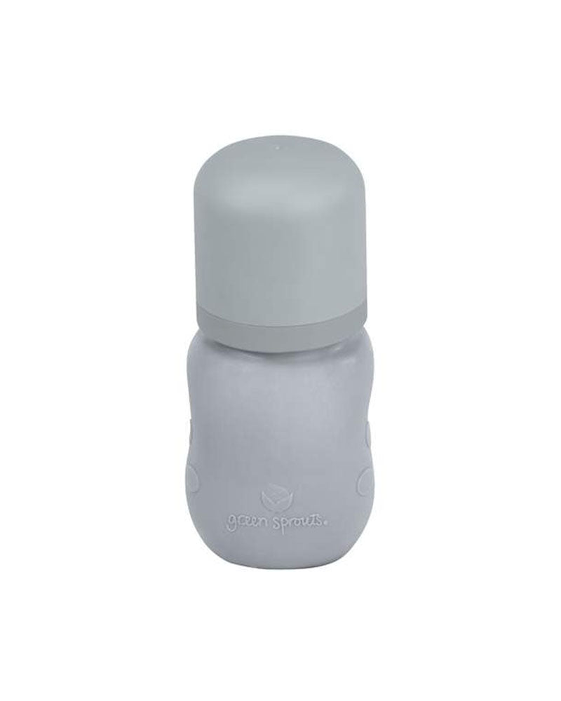 Biberon en verre avec couvercle en silicone Gris Green Sprouts 147ml - 0m+