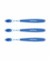 مجموعة من 3 ملاعق نوبي حساسة للحرارة بحافة ناعمة للأطفال من عمر 3 شهور فما فوق - زرقاء