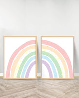 Set of 2 decorative paintings - Rainbow 1 - Wood