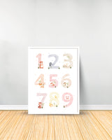 Set of 2 decorative paintings - Numbers | Animal Alphabet - White