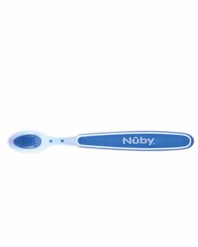 Lot de 3 cuillères Nûby thermosensibles à bord doux +3m - Bleu