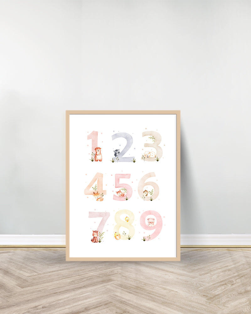 Set of 2 decorative paintings - Numbers | Animal Alphabet - Wood