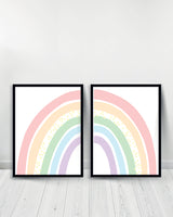 Set of 2 decorative paintings - Rainbow - Black