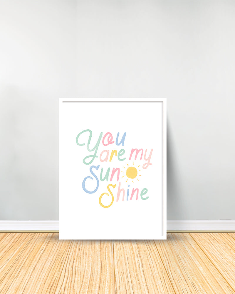 Ensemble de 3 Tableaux décoratifs - Arc-en-ciel | You Are My Sunshine - Blanc
