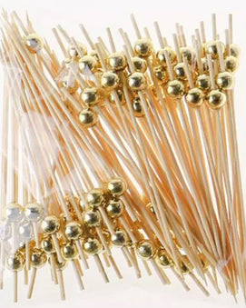 Brochettes de bambou décoratives - Dorée