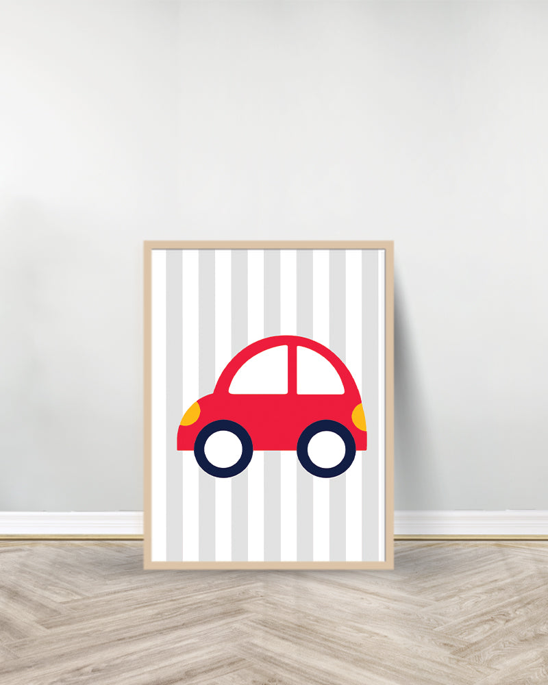 Set of 3 decorative paintings - Three Cars - Wood