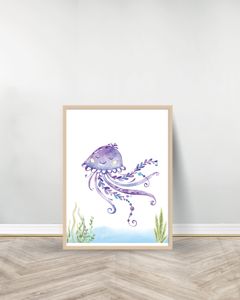 Ensemble de 6 Tableaux décoratifs - Animaux marins - Bois