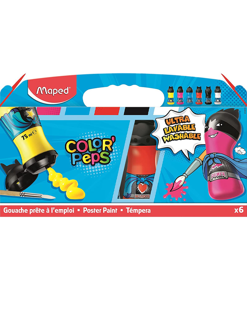 Maped Gouaches Color' Peps boîte de 6 flacons 75ml