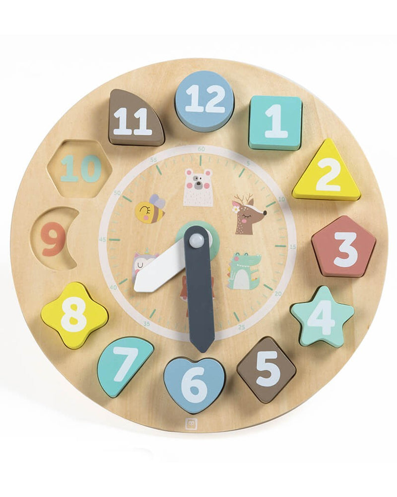 يوريكاكيدز - ساعة خشبية مع بطاقات لتعلم الوقت 3 سنوات فما فوق