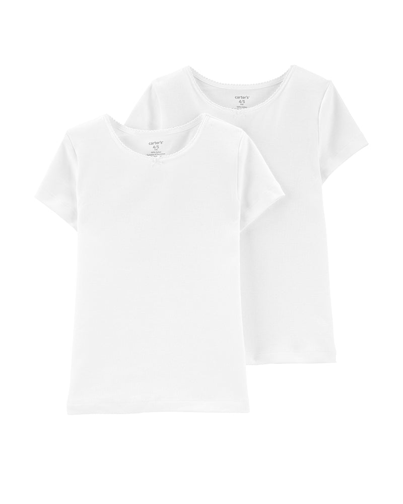 Lot de 2 Sous-vêtements manches courtes Fille Carter's - Blanc