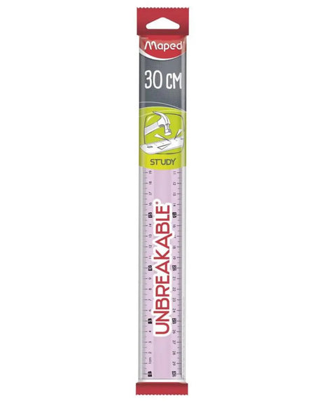 Maped Study Unbreakable Flat Ruler 30cm - Pink